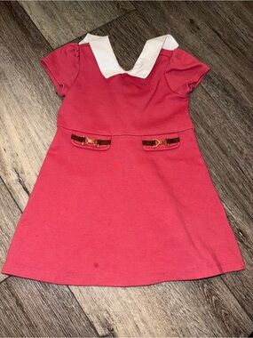 Janie and Jack Coral Pink Dress with White Sailor Collar